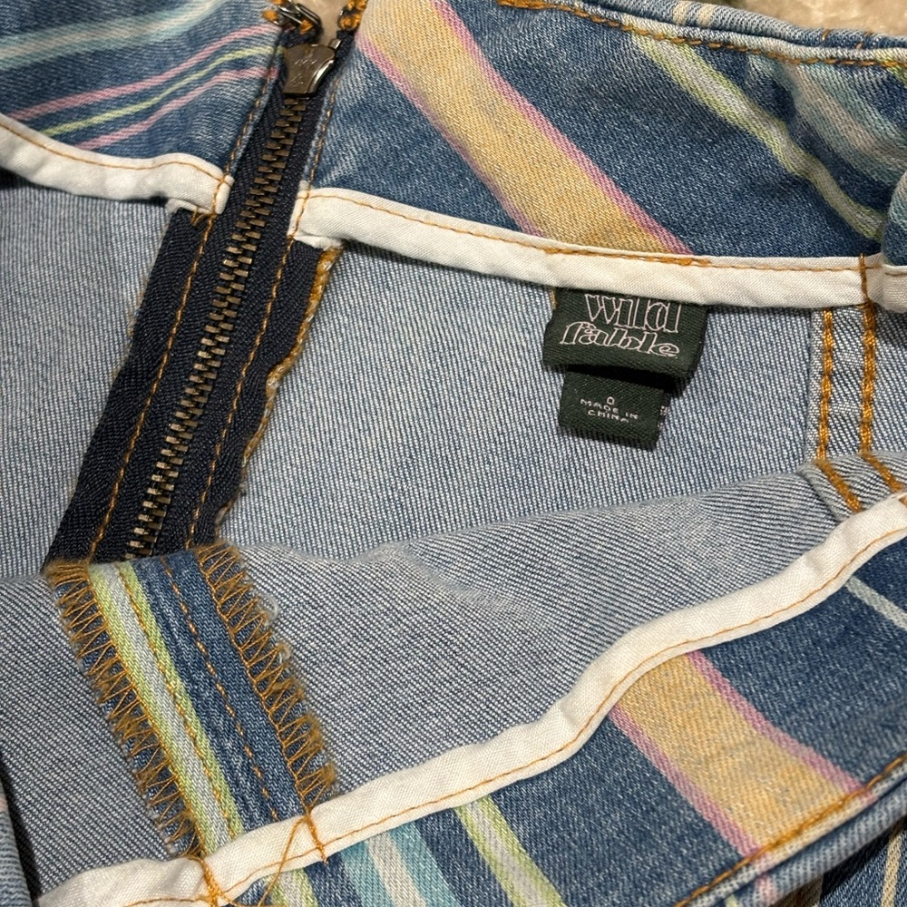 Striped Denim Skirt - Blue and Tan - Picture 4 of 5